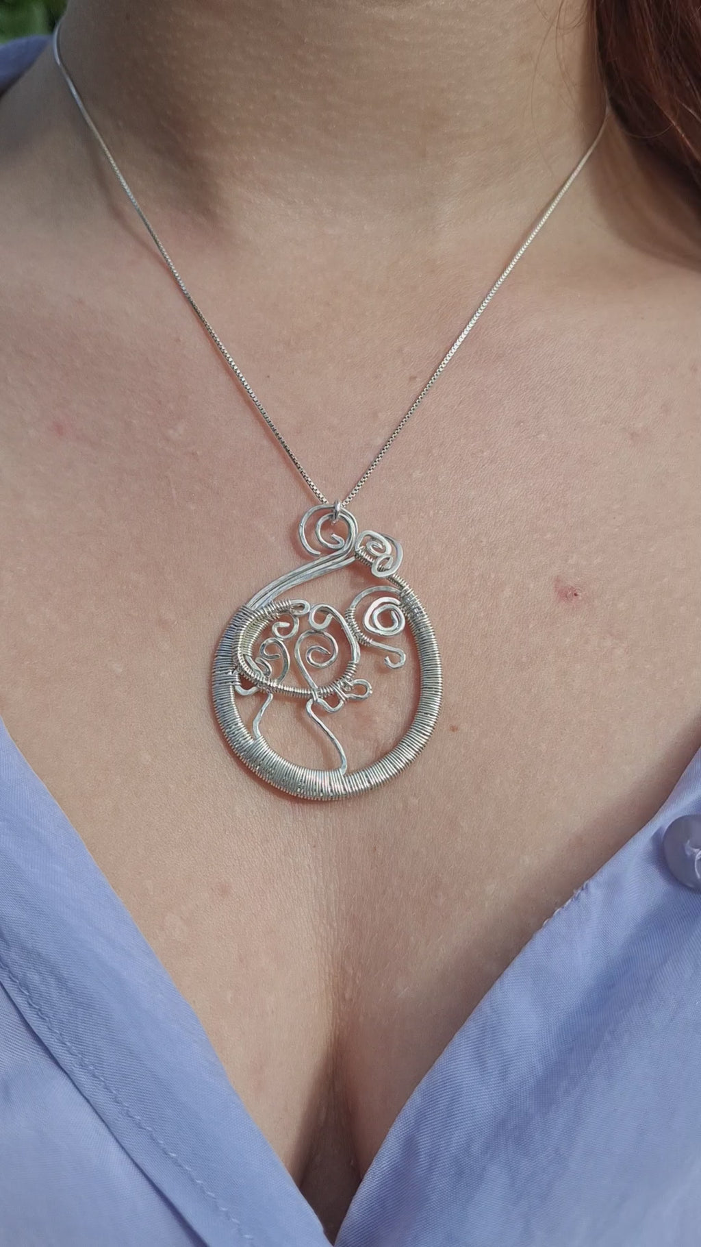 Wire wrapped silver mushroom pendant