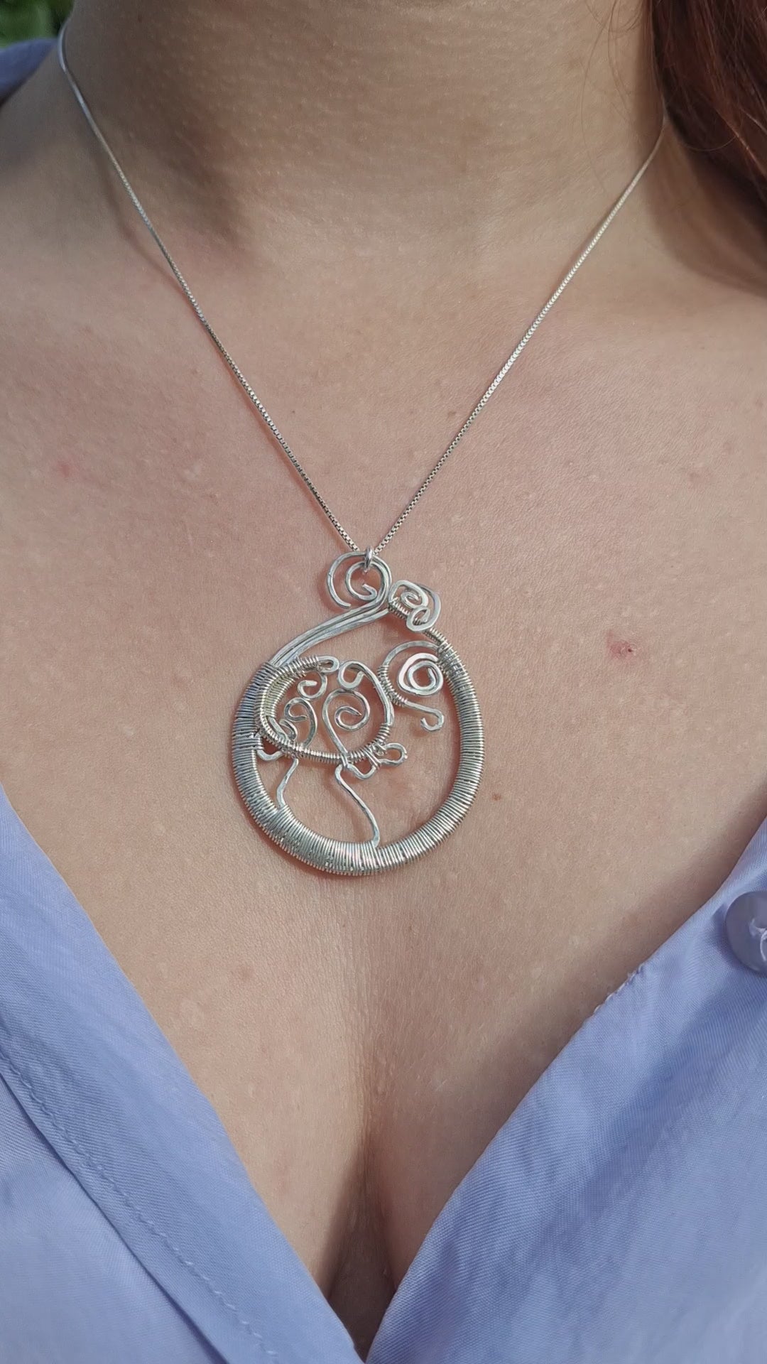 Wire wrapped silver mushroom pendant