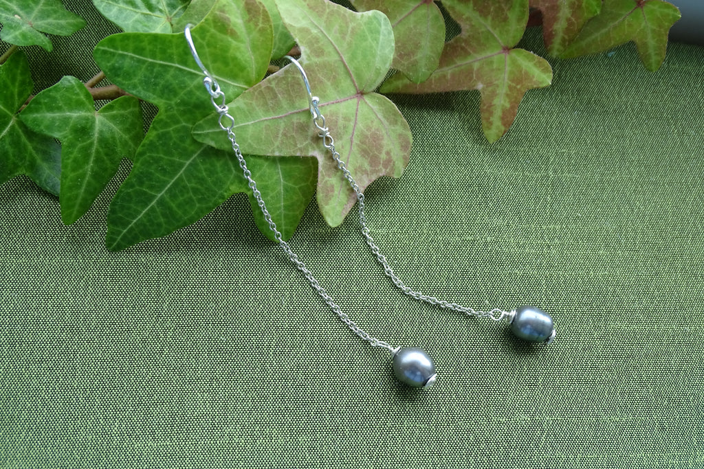 Pearl Earrings on Chain
